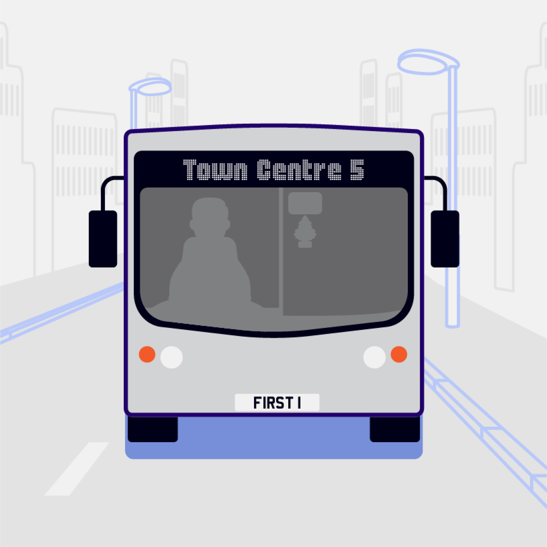 An illustration of the front of a First Bus