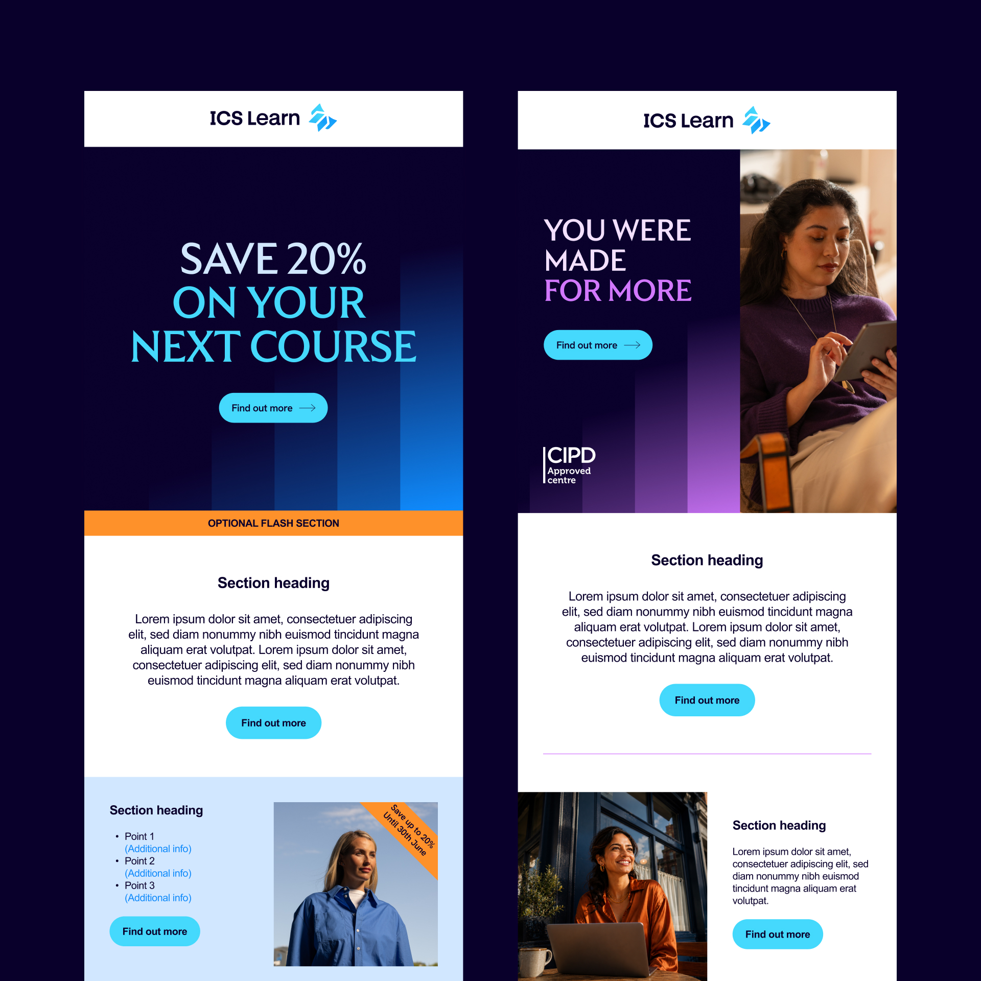 Two ICS Learn email templates