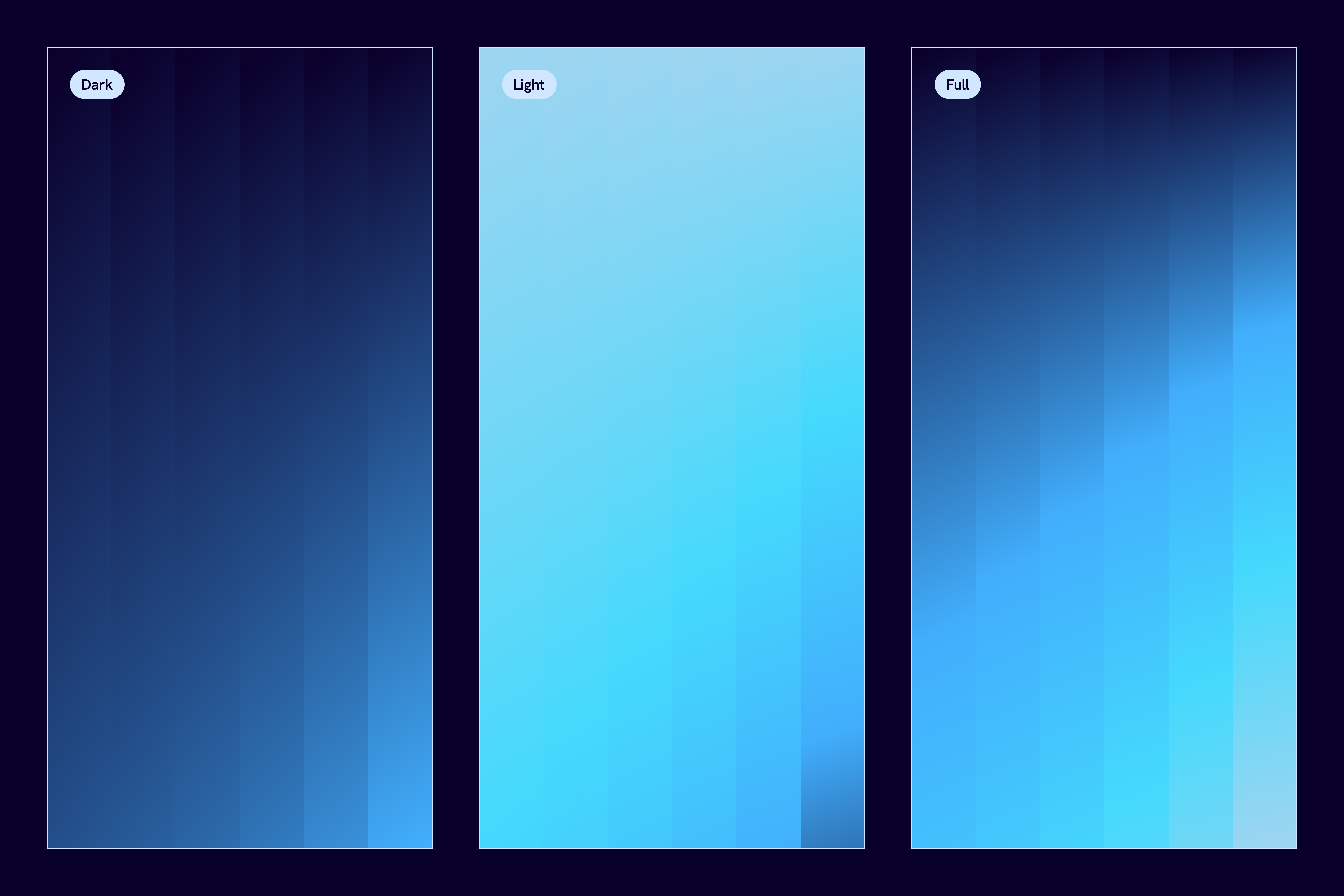 The primary brand gradients, which use the primary colour palette in a progress bar style pattern