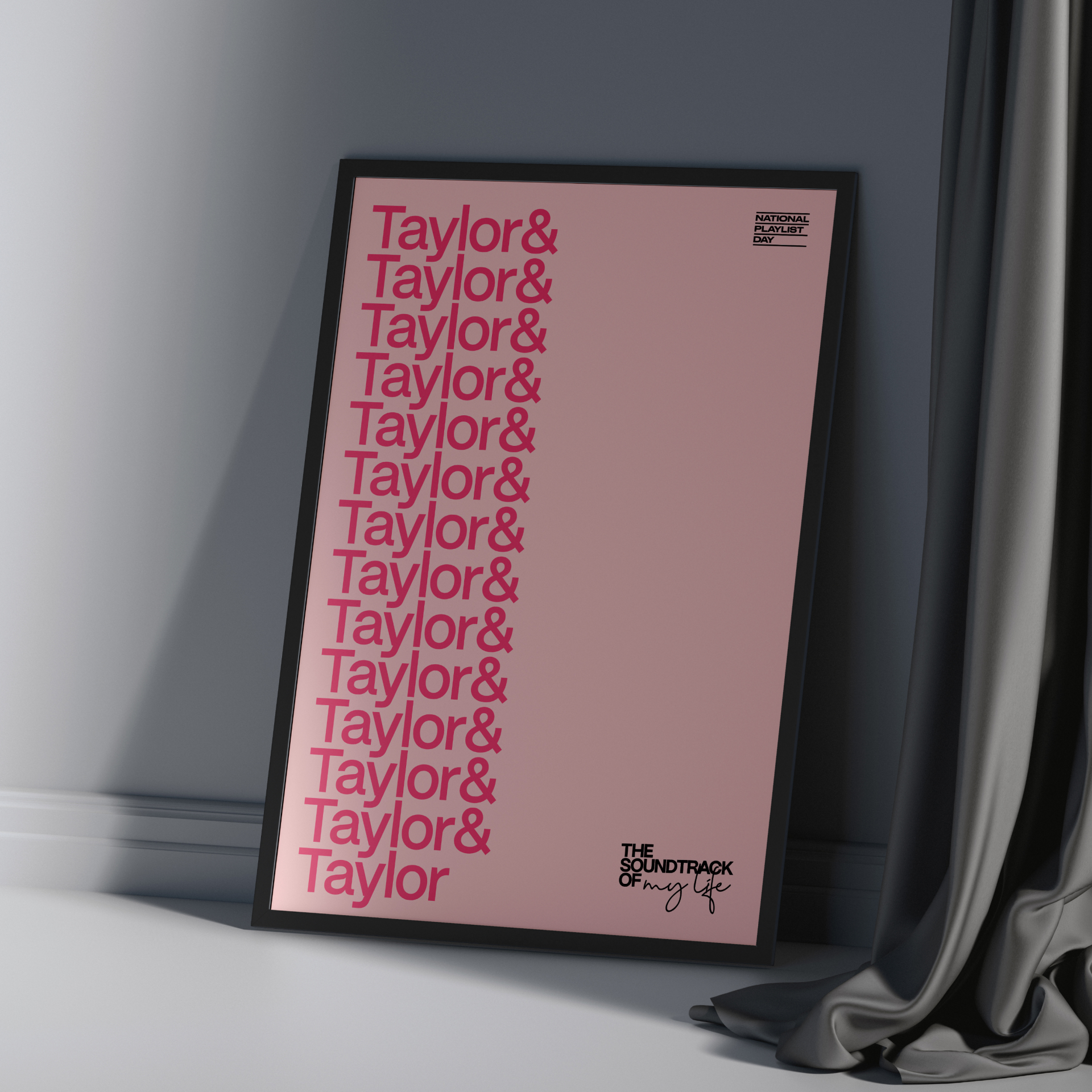 A poster listing the name Taylor repeatedly