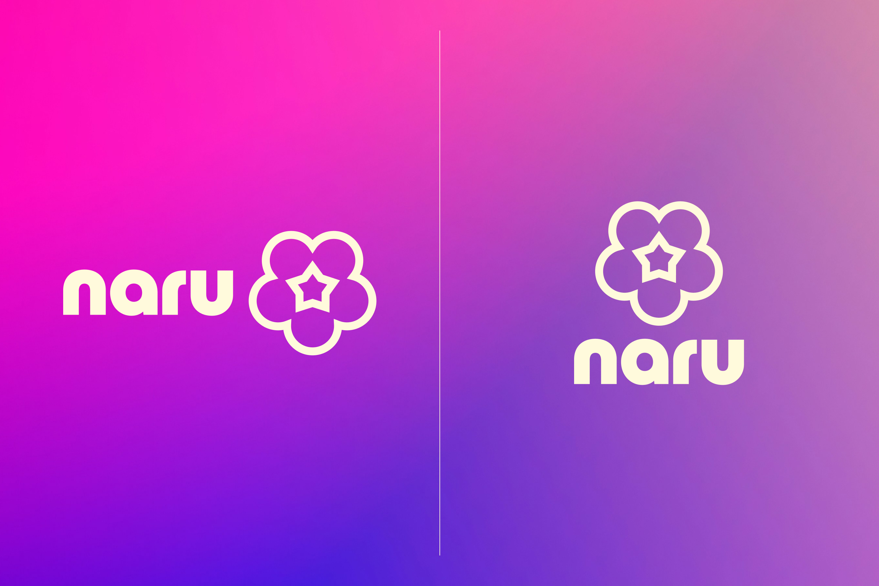 The Naru secondary logo on a pink gradient background
