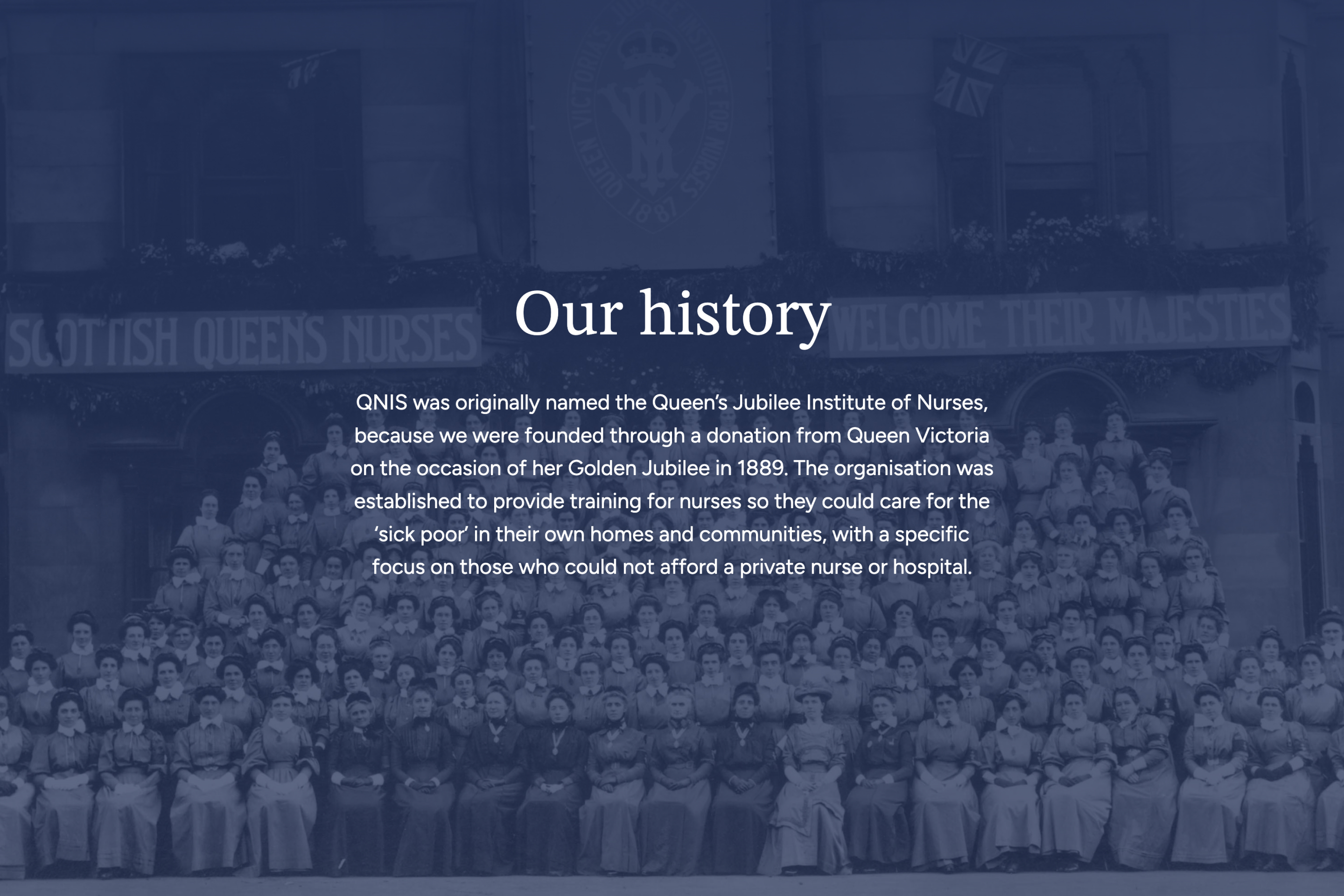 A full screen shot of the history page hero