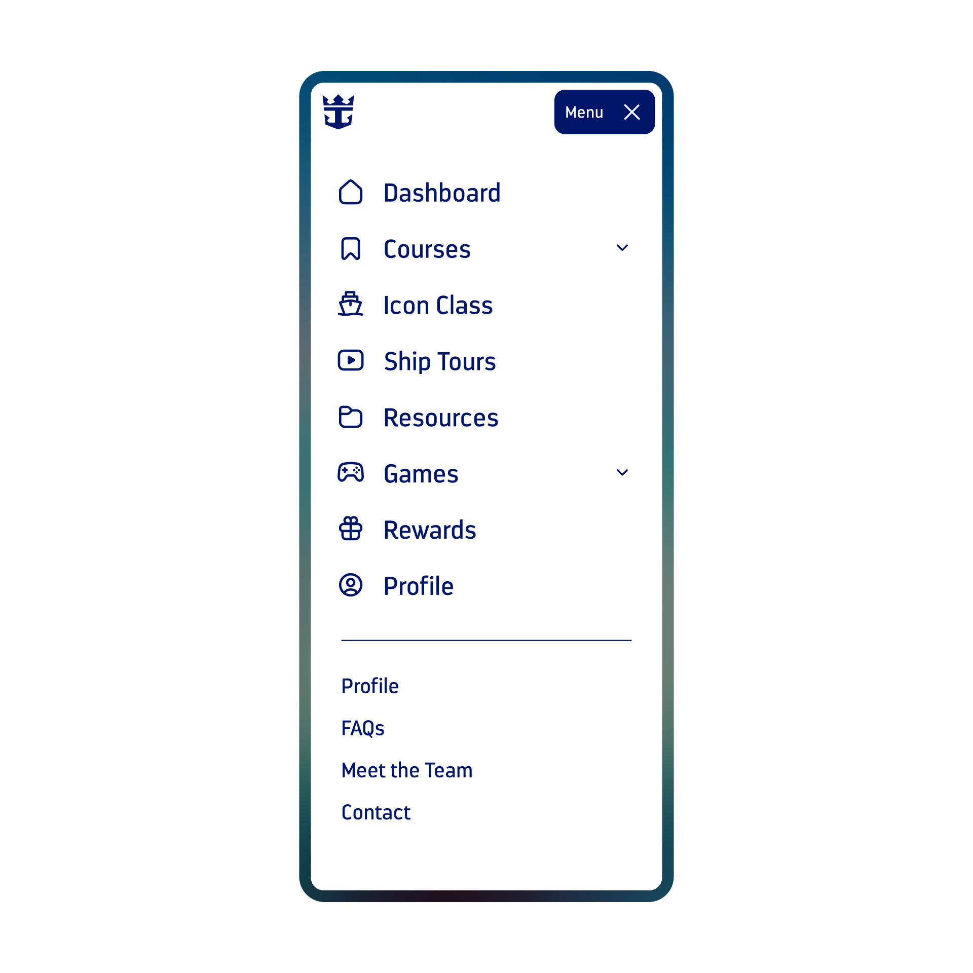 An image of the mobile menu open