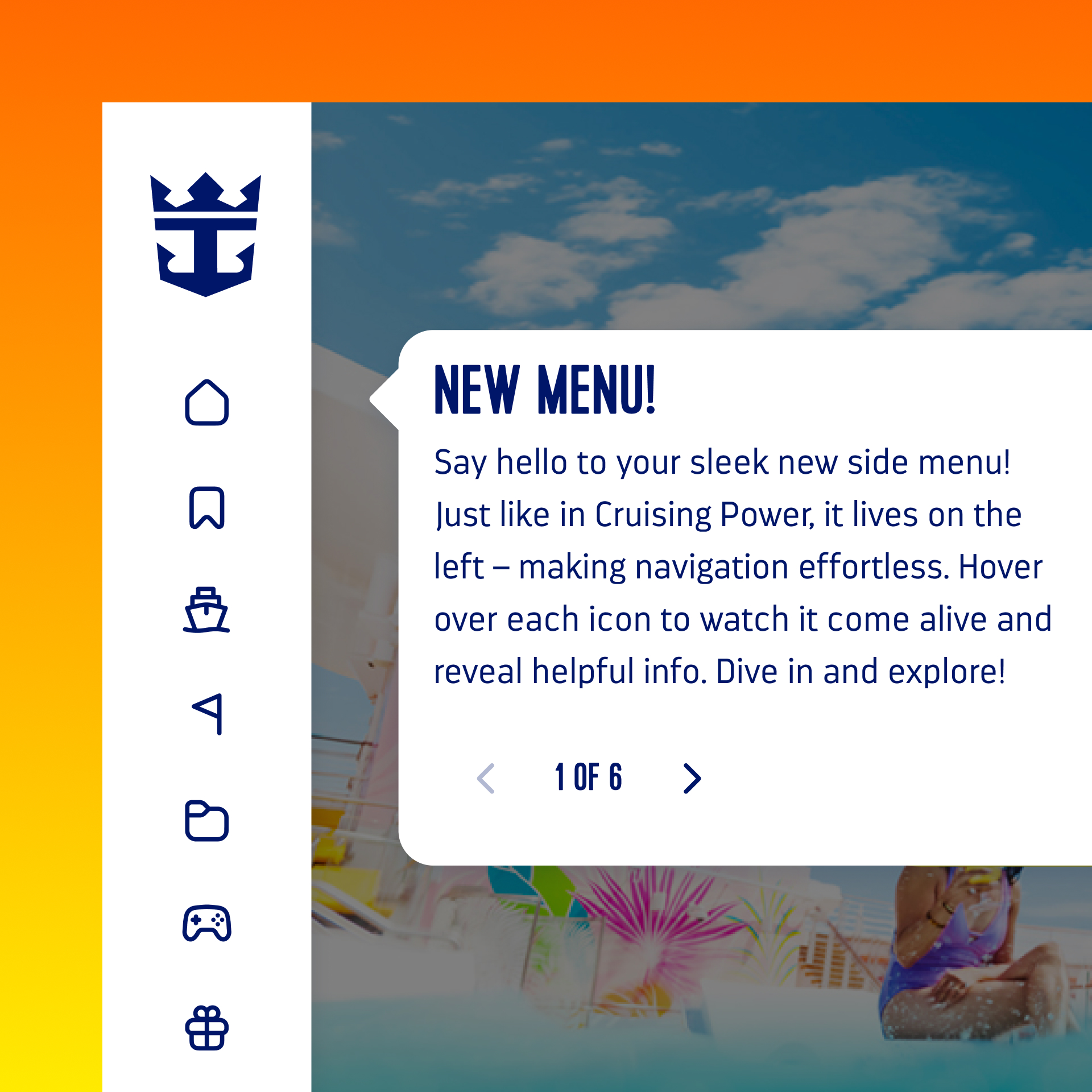 A closeup of a guided tour UI element that guides a user through the platform